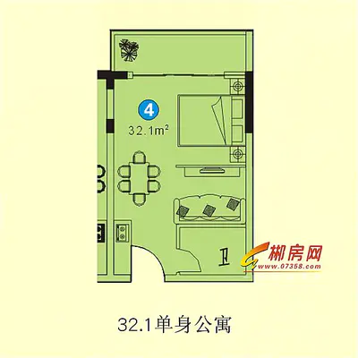 明珠广场二期君御园32.1㎡单身公寓