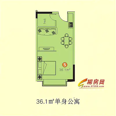 明珠广场二期君御园36.1㎡单身公寓