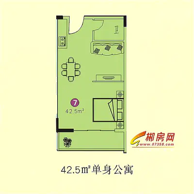 明珠广场二期君御园42.5㎡单身公寓