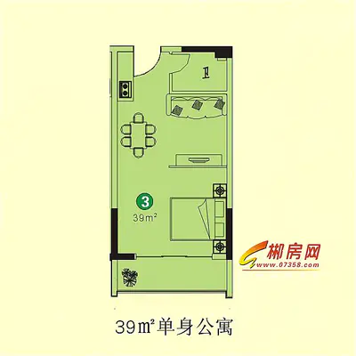 明珠广场二期君御园39㎡单身公寓