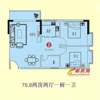 明珠广场二期君御园76.8㎡两房