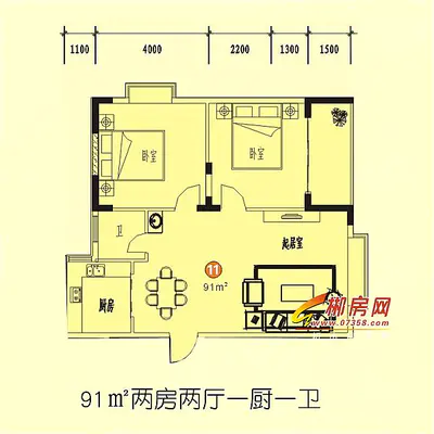 明珠广场二期君御园91㎡两房