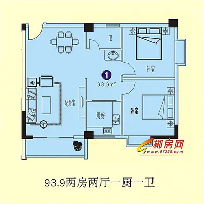 明珠广场二期君御园93.9㎡两房