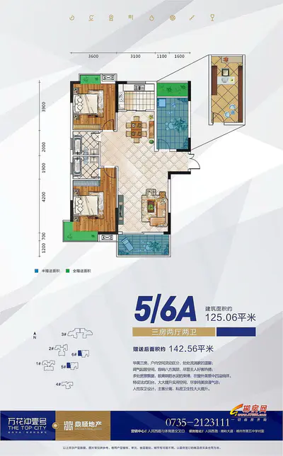 万花冲壹号5/6栋A户型