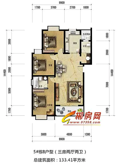 荷塘春城5#栋B户型