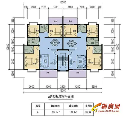 盛世·翠庭A户型标准层平面图