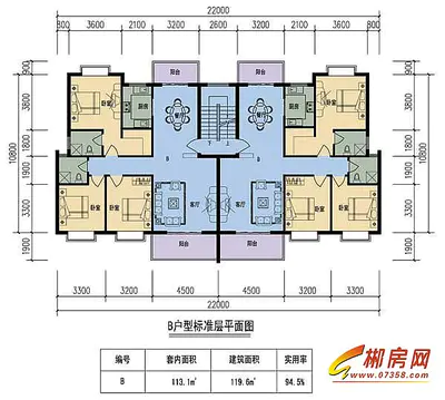 盛世·翠庭B户型标准层平面图