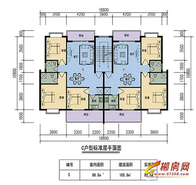 盛世·翠庭C户型标准层平面图