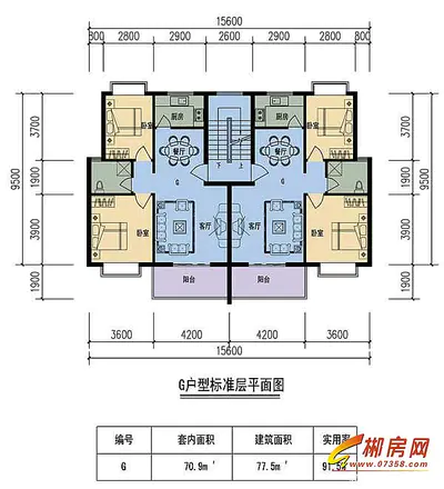 盛世·翠庭G户型标准层平面图