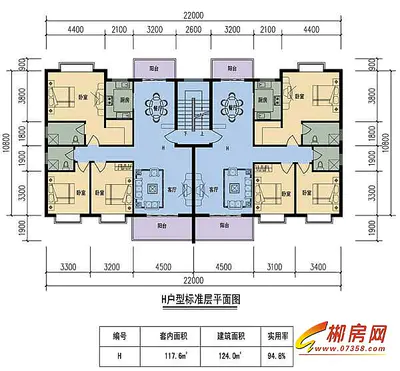 盛世·翠庭H户型标准层平面图