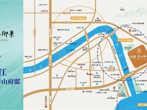 【网上售楼处】郴州鸿麒东江御景交通图