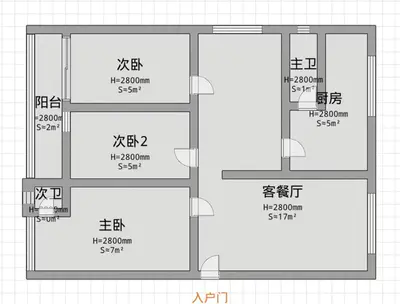 江滨小区三室两厅