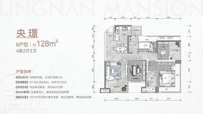 中铁·岭南府三期128㎡4室2厅2卫